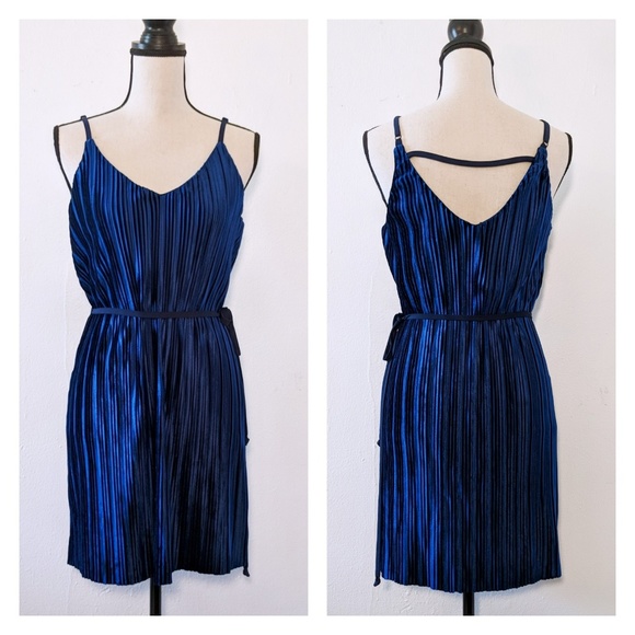 U Wish Accordian Pleated Velvet Dress 
